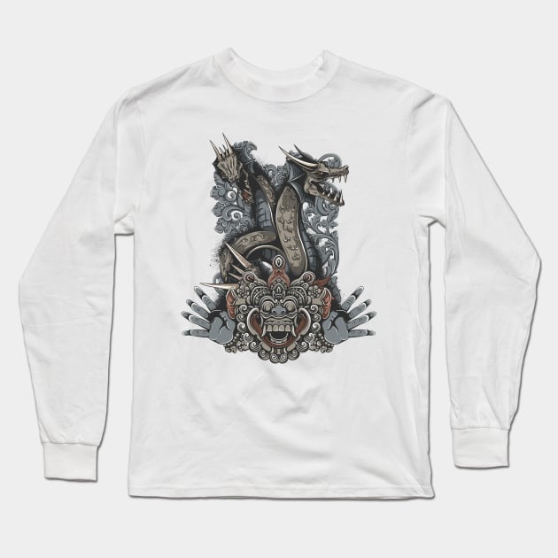 Demon Mask and Dragon Long Sleeve T-Shirt by NiceIO